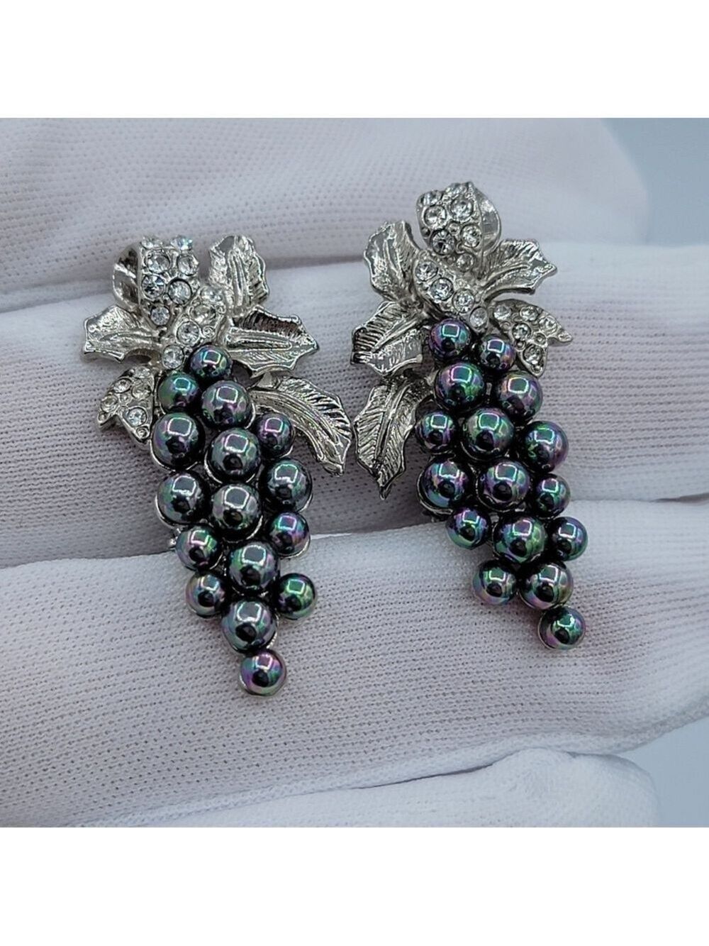 Butler Earrings Grape Clusters Clip On #1796